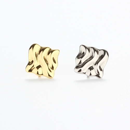 925 Sterling Silver Square Folded Effect Earring Stud