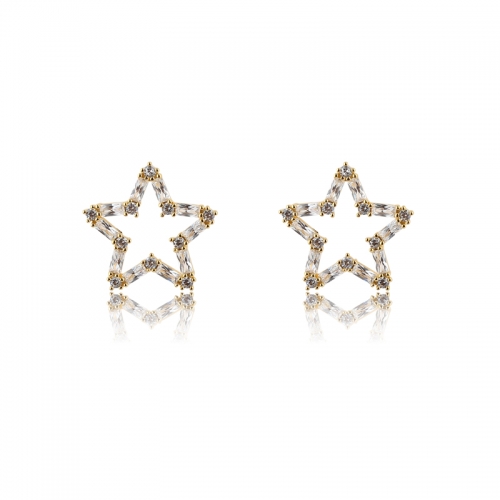 925 Sterling Silver Star Colourful CZ Earring Studs