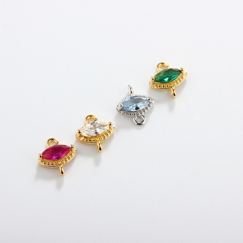 925 Sterling Silver Marquise Shape Colorful CZ Connector