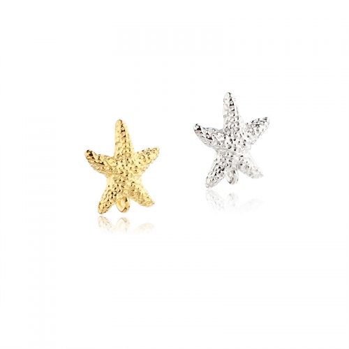 925 Sterling Silver Hammered Ocean Starfish 12mm Earrings Studs Findings