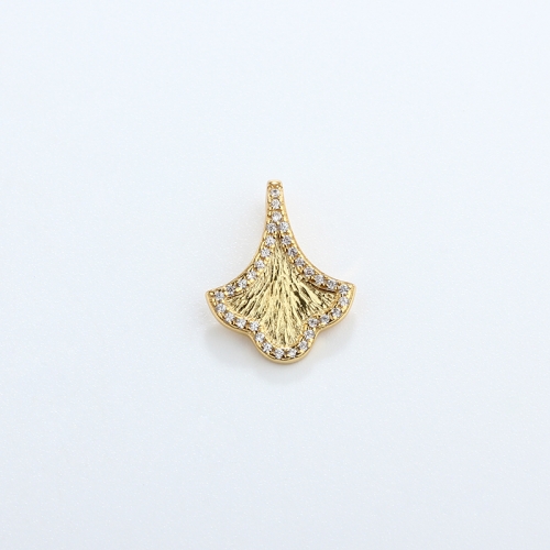 925 Sterling Silver Ginkgo Leaf CZ Pendant