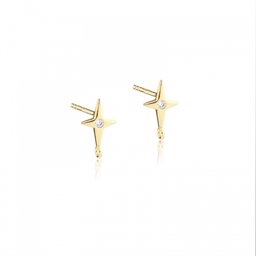 925 Sterling Silver Star 4-Pointed Earrings Studs Findings